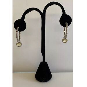 Judith Ripka CZ Sterling Silver & 18k Hoop Earrings + Canary Heart Charms